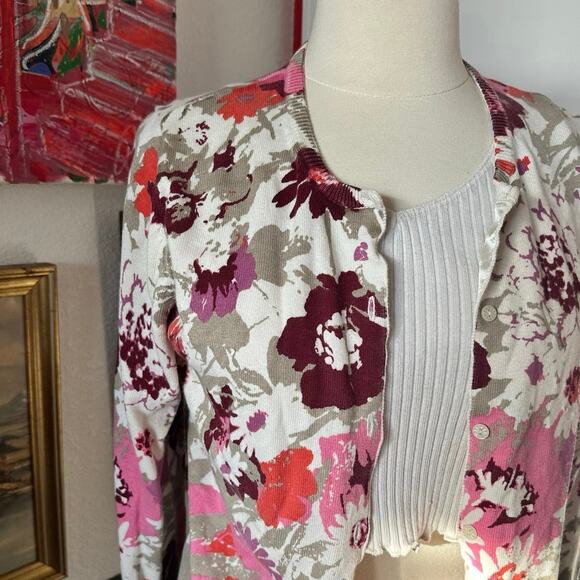 cherokee floral multicolored button up cardigan - Picture 2 of 3